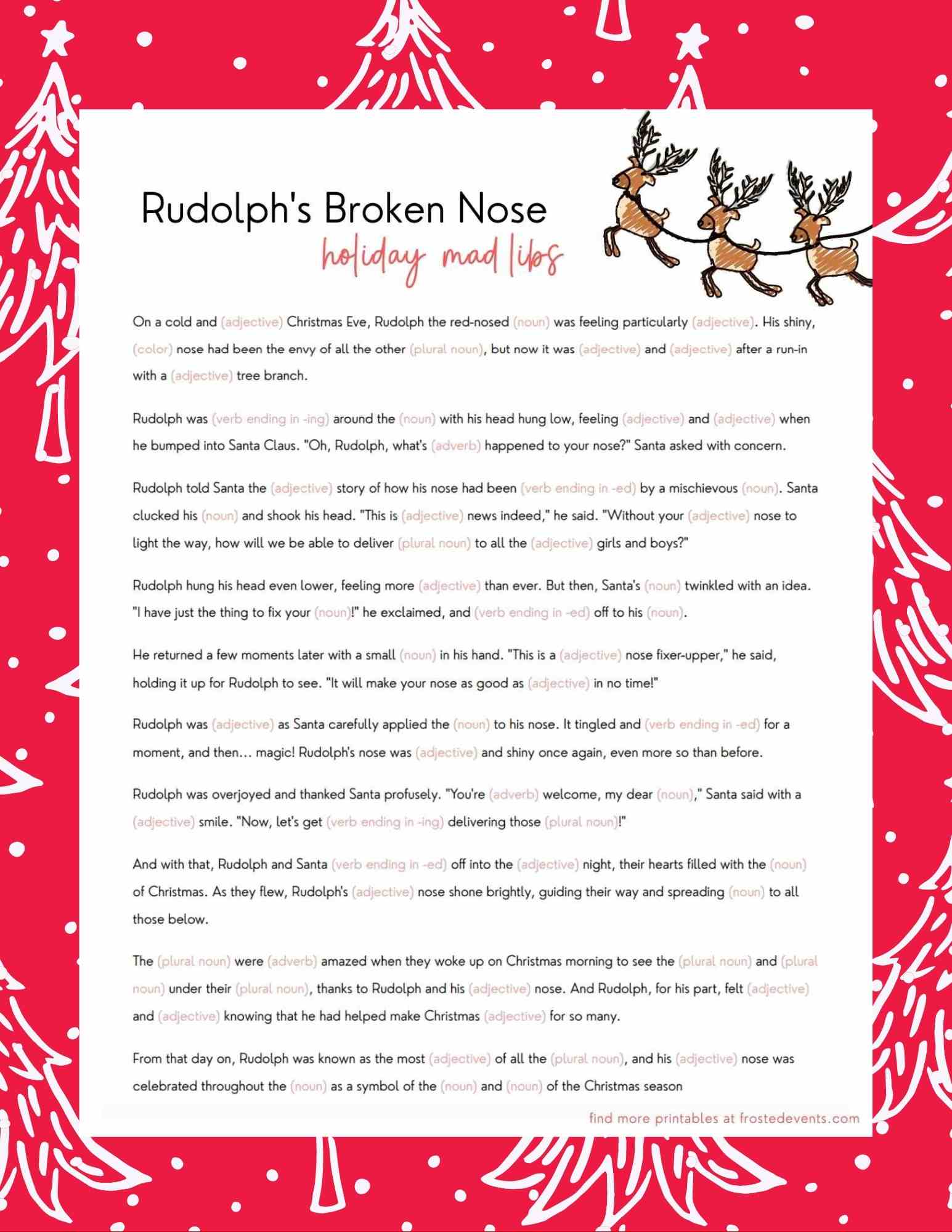 christmas mad libs for kids- rudolph edition - frosted blog